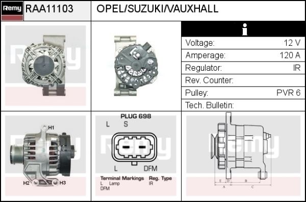 DELCO REMY Генератор RAA11103